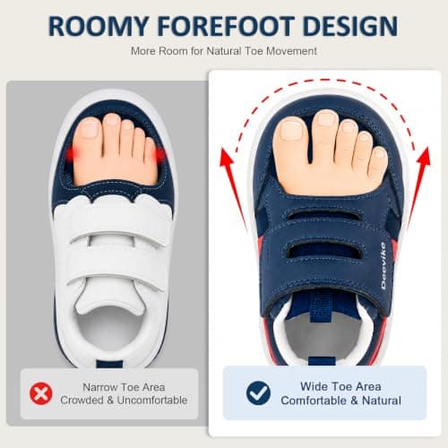 Deevike Kids Wide Fit Sneakers Boys Girls Toddler First Walker Shoes | Roomy Forefoot Fit, Breathable Upper, First Walker Design, Adjustable Strap, Rubber Outsole, Flexible Traction thumbnail 3