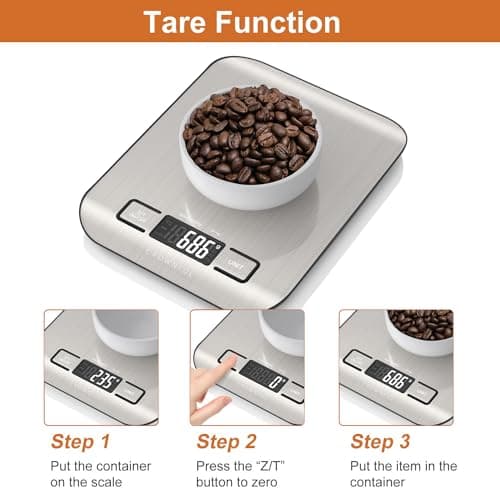 CROWNFUL Food Scale, 11 lb Digital Kitchen Scales with Built-in Coin Battery, Weight Ounces and Grams for Cooking and Baking, 6 Units with Tare Function, LCD Display, 304 Stainless thumbnail 5