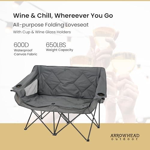 ARROWHEAD OUTDOOR Portable Folding Double Duo Camping Chair Loveseat thumbnail 3