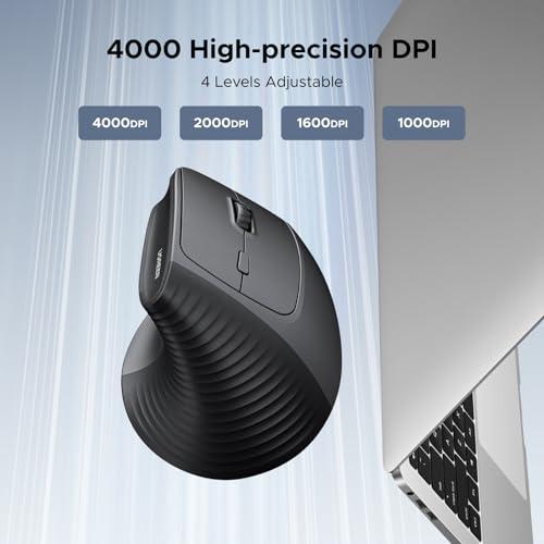 UGREEN Ergonomic Mouse, Wireless Bluetooth Vertical Mouse, Dual-Mode (BT 5.4 & USB 2.4G), Quiet Clicks, 4 Adjustable DPI (1000/1600/2000/4000), Compatible with Windows/Mac/Linux/An thumbnail 2