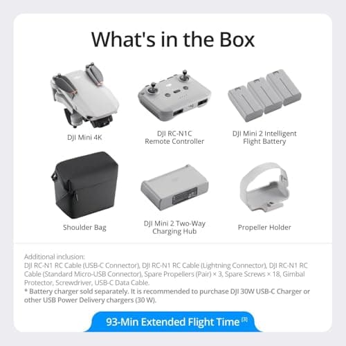 DJI Mini 4K Fly More Combo, Drone with 4K UHD Camera for Adults, Under 249 g, 3-Axis Gimbal Stabilization, 10km Video Transmission, Auto Return, 3 Batteries for 93-Min Max Flight T thumbnail 7