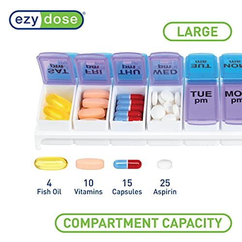 EZY DOSE: Organizador Semanal de Pastillas AM/PM con Pop-Outs