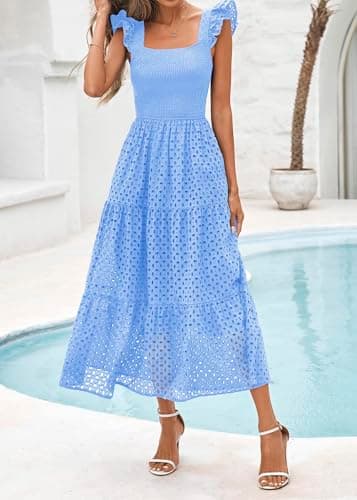 Miniatura de Vestido Maxi Boho sin mangas con calados para mujer Lazysmile 9
