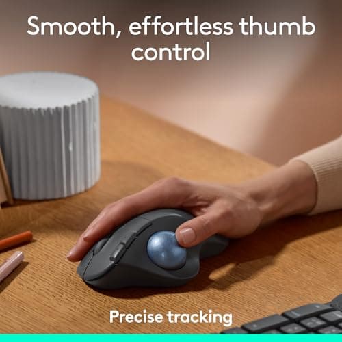 Logitech Ergo M575S Wireless Bluetooth Trackball Mouse - Graphite Blue Ball | Easy thumb control, precise and smooth tracking, Bluetooth and includes Logi Bolt USB receiver, PC Mac compatible thumbnail 2