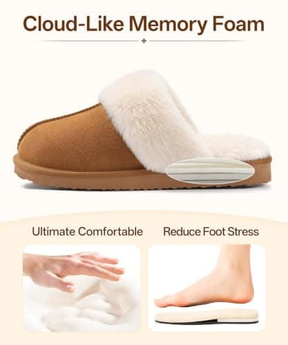 Litfun Fuzzy Slippers for Women Memory Foam Indoor House Shoes | Warm Fluffy Lining, Faux Suede Upper, Cushioned Comfort, Non-Slip Sole, Machine Washable, Indoor and Outdoor, Gifts for Women thumbnail 4