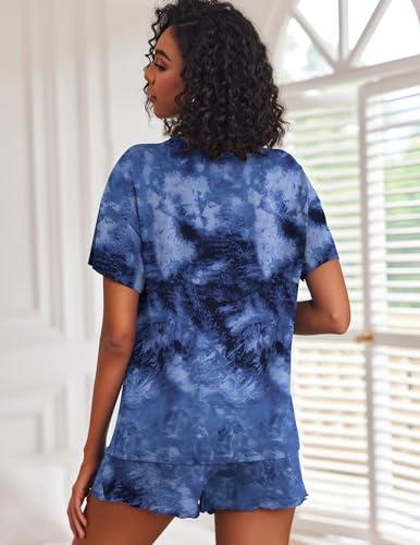 Ekouaer 2 Pack Womens Pajama Sets Short Sleeve Top with Shorts Soft Comfy Loungewear Sleepwear S thumbnail 5