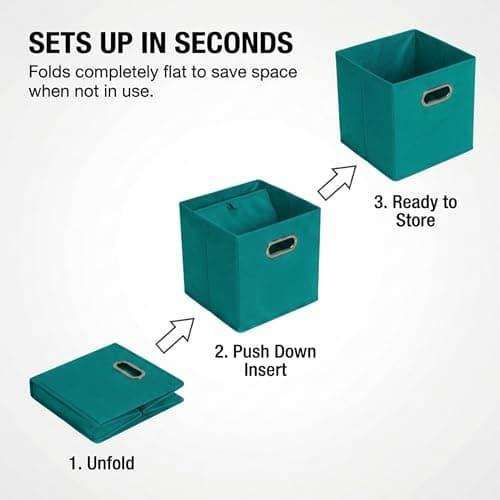 Household Essentials Fabric Storage Cubes 6 Pack – 11x11x11 Foldable Non-Woven Bins with Chipboard Sides & Grommet Handles – Stackable Cube Organizer for Closet, Nursery, Shelf, or thumbnail 5