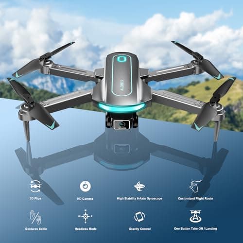 Drone with Camera for Adults and Beginners, 1080P HD FPV Foldable Mini Drones for Kids, 2 Batteries, Carrying Case, Trajectory Flight, Gravity Control, One-Key Takeoff/Landing, 360 thumbnail 2