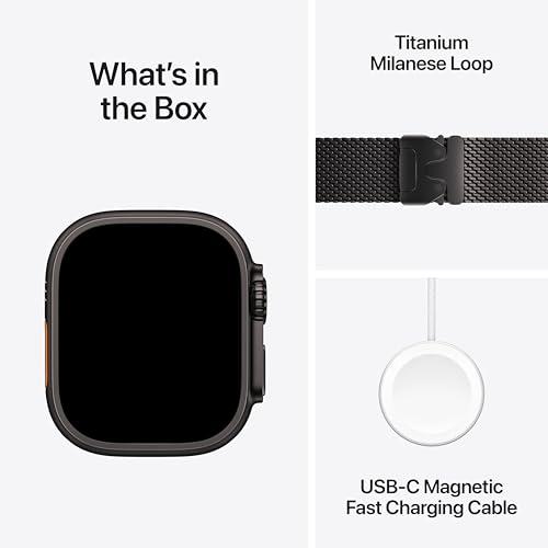 Apple Watch Ultra 3 [GPS + Cellular 49mm] Running & Multisport Smartwatch w/Rugged Titanium Case w/Black Titanium Milanese Loop - M. Satellite Communications, Advanced Health & Fit thumbnail 6
