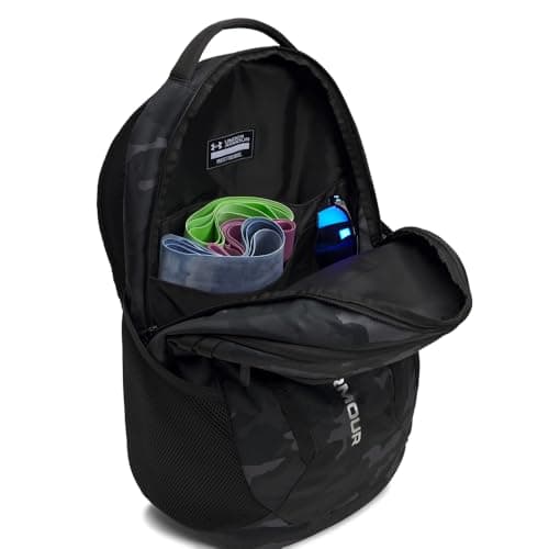 Under Armour Unisex Hustle 6.0 Backpack, (007) Black/Black/Metallic Silver, One Size Fits Most thumbnail 5