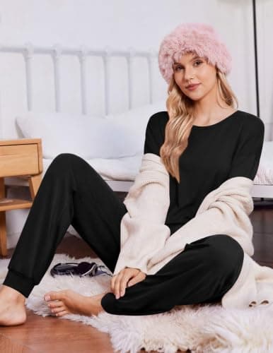 Conjunto de Pijama y Descanso Ekouaer para Mujer: 2 Piezas con Manga Larga