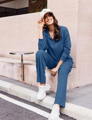 Ekouaer Lounge Sets for Women 2 Piece Outfits 2026 Long Sleeve Top with Pants