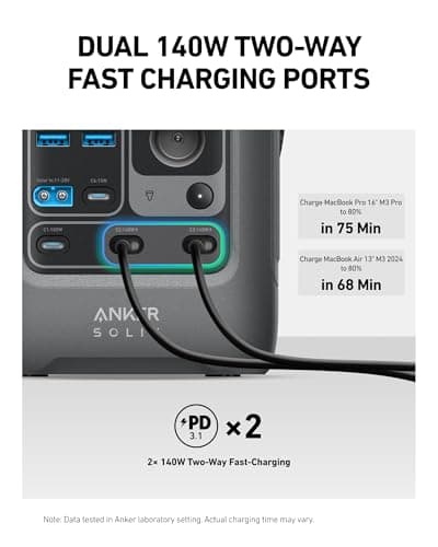 Anker SOLIX C300 DC Power Bank Station, Outdoor 288Wh Portable Power Station, LiFePO4 Battery, 300W Solar Generator, for Camping, Traveling, and Emergencies (No Wall Charger Includ thumbnail 5
