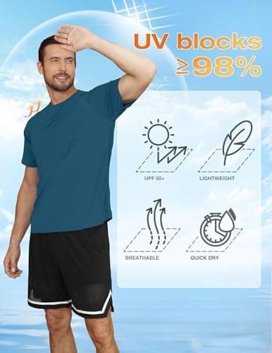 3rd hill Mens Swimming Shirts Short Sleeve UPF 50 Quick Dry Sun Protection Rash Guard Shirts for Fishing Running Dark Blue 3XL thumbnail 3