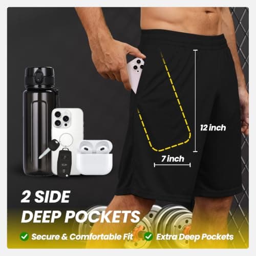 BALENNZ Mens Athletic Shorts with Pockets Quick Dry Workout Shorts Men5BL thumbnail 2