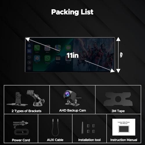 Pantalla Volam 11'' Inalámbrica: CarPlay, Android Auto, Netflix y Cámara