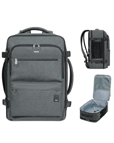 WANDF Personal Item Travel Bag 18x14x8, Carry On Laptop Backpack（Grey）