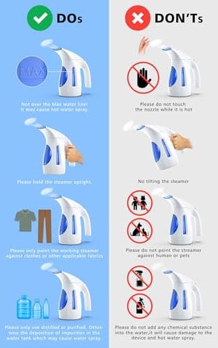 HiLIFE Steamer for Clothes, Portable Handheld Design, 240ml Big Capacity, 700W, Strong Penetrating Steam, Removes Wrinkle, for Home, Office(ONLY FOR 120V) (Ocean Blue) thumbnail 7