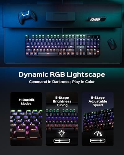 wegear Mechanical Gaming Keyboard with Blue Switch, 104-Key Full Size RGB Backlit Wired Keyboard（11 Modes, Anti-Ghosting, Double-Shot ABS Keycaps, Lighted Computer Key-Board for PC