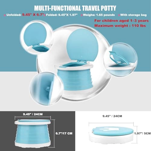 Portable Potty for Toddler Travel Foldable Potty Seat for Toddler Training Toilet for Kids Boys Girls Car On The Go Potty Travel Toilet Chair for Camping Park Indoor/Outdoor thumbnail 2