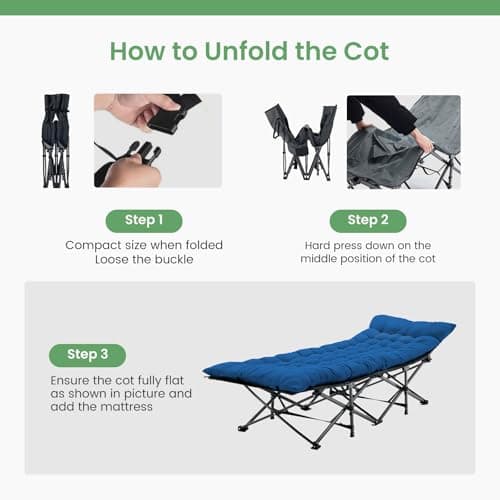 Miniatura de OLIXIS Camping Cot, Camping Bed, Sleeping Cot, Rollaway Bed 7