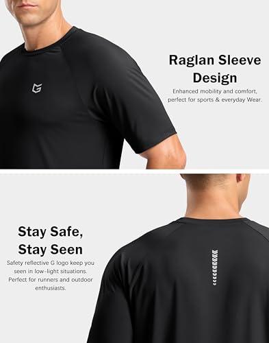 G Gradual Men's Athletic Workout T-Shirts Moisture Wicking Cooling Running Shirts Short Sleeve Performance Tee for Gym Tennis(Black,L) thumbnail 6