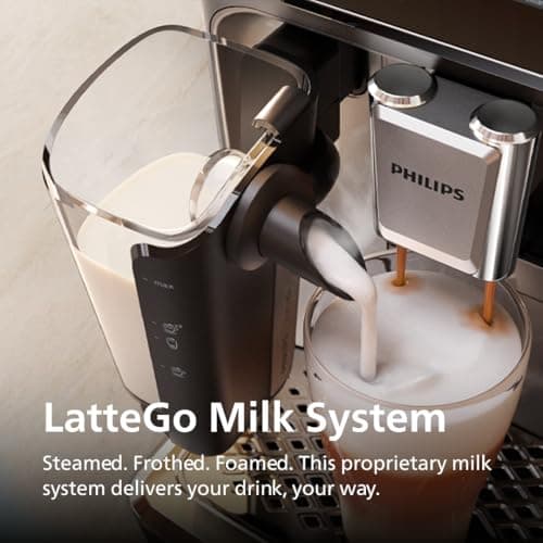 Philips 4400 Series Fully Automatic Espresso Machine, LatteGo Milk System, Integrated Grinder, 12 Hot & Iced Coffee Pre-Sets, Quick Start, SilentBrew, 15-Bar Pressure, Black Chrome thumbnail 4