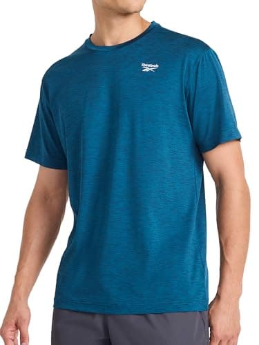 Playera Reebok Showdown Manga Corta para Hombre, Azul Majólica