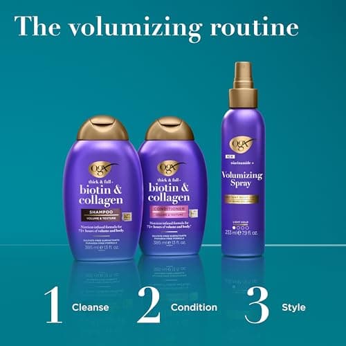 Shampoo OGX Grosor y Volumen + Biotina Colágeno (Fuerza Extra) para Cabello Fino, 13 Fl Oz