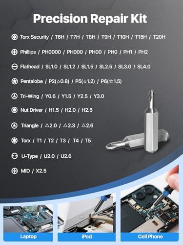 Wesdut 52in1 Small Precision Screwdriver Set with torx, Mini Screw Driver Set, Magnetic Repair Tool Kit for Phone, Computer, Laptop, PS4 PS5, Xbox, Switch, Eyeglasses, Watch, Elect thumbnail 4