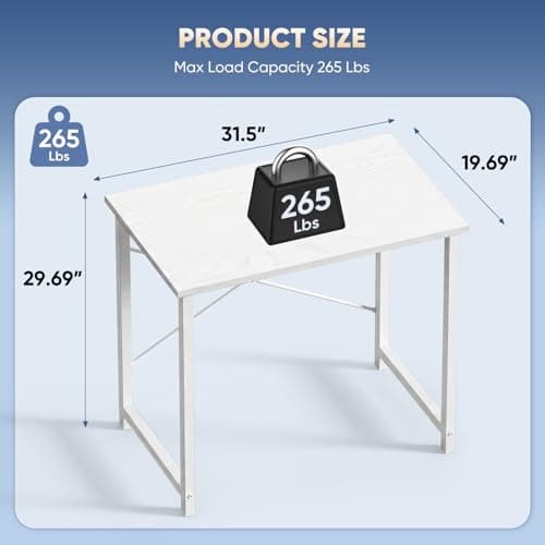 Miniatura de Escritorio para computadora pequeño DUMOS de 32 pulgadas, color blanco 3