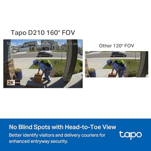 Tapo 2K Wireless Smart Video Doorbell with Chime - 160° Ultra-Wide View,Person Detection, Ring Call, 2-Way Audio, Subscription-Free Local Storage/Optional Cloud, Motion Only Alert, thumbnail 2