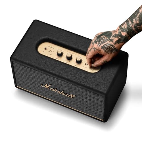 Marshall Stanmore III Bluetooth Home Speaker - Loud Stereo Sound with Bass and Treble Controls | Plug-in Powered | Record Player Compatible | RCA and 3.5mm Aux Inputs - Black thumbnail 7