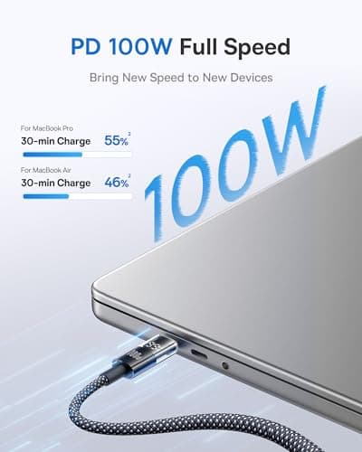 Baseus USB C Cable, 100W 5A Fast Charging USB C Charger Cable with LED Display, Zinc Alloy Nylon Braided USB C to USB C Cable for iPhone 16/Pro/Plus/Pro Max, MacBook, iPad Pro, Gal thumbnail 2