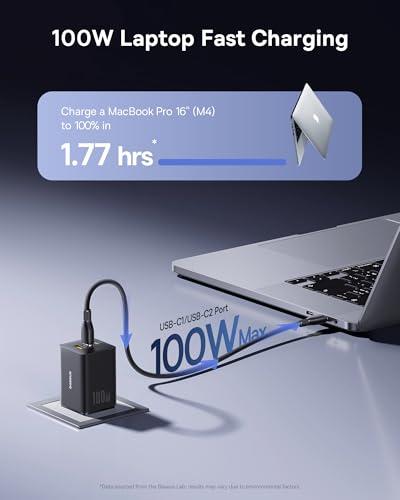 Cargador Rápido Baseus 100W USB-C con 3 Puertos Plegable