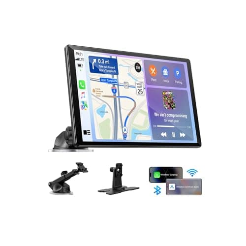 LAMTTO 11" Wireless CarPlay Screen with in-Cell Display - Dual-Band WiFi, OTA Updates & Mirror Link for iPhone & Android, A Thoughtful Gift for Family & New Drivers