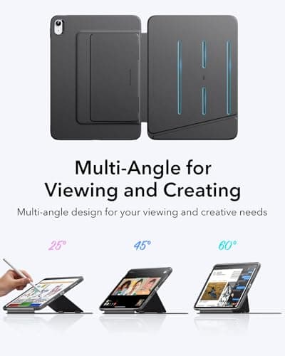 ESR for iPad A16 Case, iPad 11th/10th Generation Case (2025/2022), Vertical Stand Cover, Multi Stand Angles, Ultra-Stable Cover, Flip Series, Black thumbnail 4