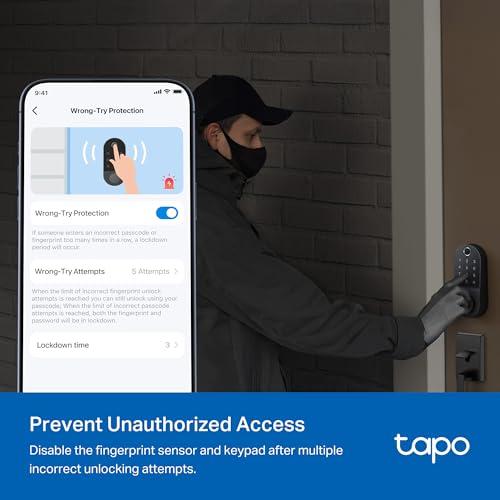 Tapo Smart Wi-Fi Deadbolt Door Lock - Fingerprint Recognition, Keyless Tactile Buttons & in-App Monitoring, Auto-Lock, IP54, BHMA Certified, Compatible with Standard Door Sizes, Ta thumbnail 8