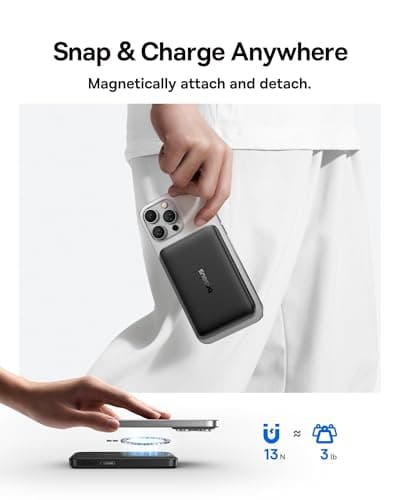 Baseus for MagSafe Portable Charger, Qi2 Certified 15W Wireless Magnetic Power Bank 10000mAh with USB-C Cable 22.5W PD Charging, Battery Pack Compatible with iPhone 17/16/15/14/13  thumbnail 6