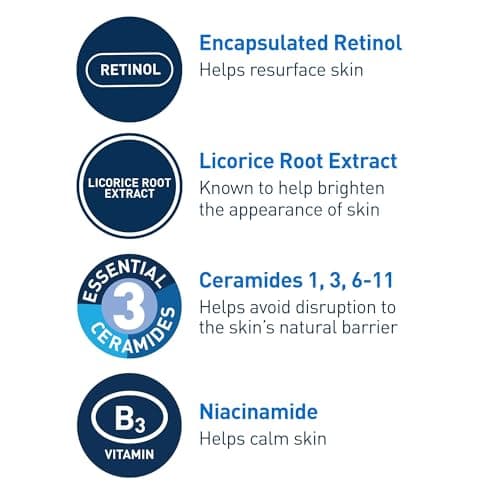 CeraVe Resurfacing Retinol Face Serum with Niacinamide, Pore Minimizer, 1oz | Skin Care Brightening Serum with Licorice Root, Acne Scar & Hyperpigmentation Treatment, Dark Spot Corrector, Skin Repair thumbnail 4