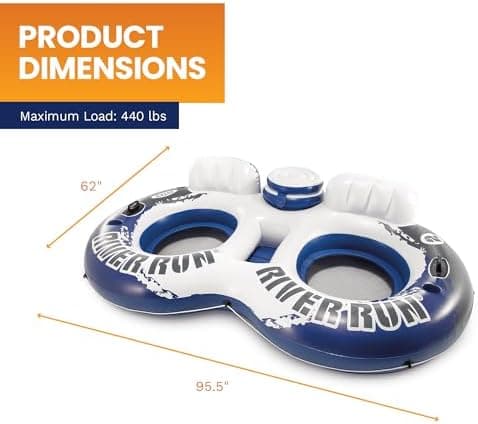 Miniatura de Intex 58837EP River Run 2, Sillón Flotante Inflable para 2 Personas con Respaldos, Portavasos y Hielera 4