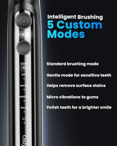 Miniatura de Cepillo de Dientes Eléctrico Onlyone para Adultos Recargable con 8 Cabezales, Estuche y Carga Inalámbrica - 5 Modos y Temporizador Inteligente 3