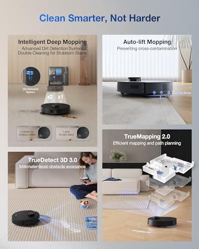 ECOVACS DEEBOT T30S Combo Robot Vacuum and Mop, All-in-One Cleaning Hub, 11000Pa, ZeroTangle Technology, TruEdge Adaptive Edge Mopping, Dual Self-Emptying, Hot Water Mop Washing, A