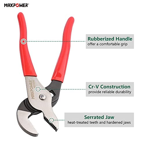 MAXPOWER Groove Joint Pliers Set, 8 inch and 12 inch Quick Adjustable Serrtated V Jaw Tongue and Groove Pliers thumbnail 5