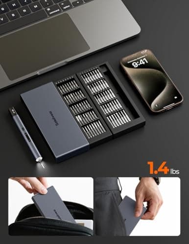 Miniatura de Destornillador Eléctrico de Precisión Soleilwear, Kit con 80 Puntas 9