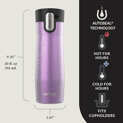 Contigo AUTOSEAL West Loop Vacuum-Insulated Stainless Steel Travel Mug with Easy-Clean Lid, 20 oz, 2-Pack thumbnail 2