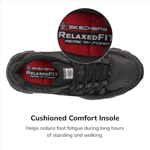 Miniatura de Skechers Cankton Hombre: Calzado de Seguridad con Punta de Acero, Protección EH y Memory Foam (Negro/Carbón) 4