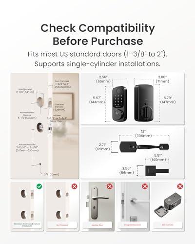 DESLOC B200 Keyless Entry Door Lock with Handle Set, Smart Locks for Front Door, Deadbolt Smart Lock, Front Door Locks Set, Electronic keypad Deadbolt with Handle, 12 Months Batter thumbnail 6