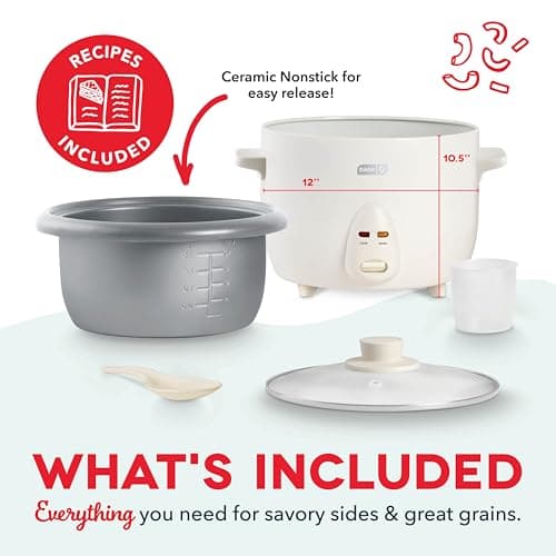 Dash Family Sized Rice Cooker - Large-Capacity Rice Cooker - Features Ceramic, Nonstick Surface & Keep Warm Function - Great for Convenient Meal Prep & Family Meals - 20 Cups Cooke thumbnail 6
