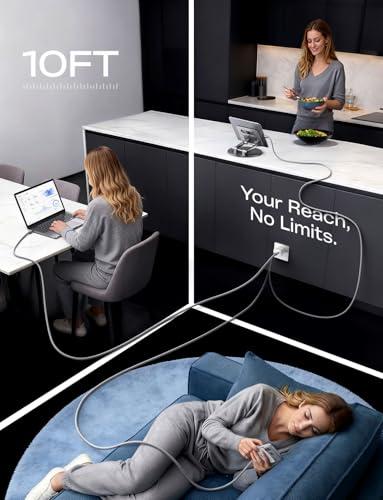 Cable USB C LISEN 240W de 3m para Carga Rápida 'Chubby'